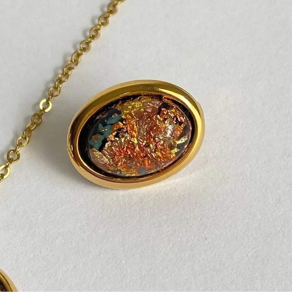 Vintage 60s Dragons Breath Necklace Earrings‎ Set Gold Tone Clip On Estate Piece